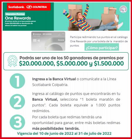 Ofertas de Bancos y Seguros en Rionegro Antioquia | Maratón de Puntos de Banco Colpatria | 10/6/2022 - 31/7/2022