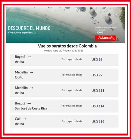 Catálogo Avianca en Barranquilla | Vuelos Baratos desde Colombia | 22/3/2023 - 27/3/2023