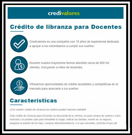 Catálogo Credivalores | Crédito para Docentes | 15/3/2023 - 31/3/2023