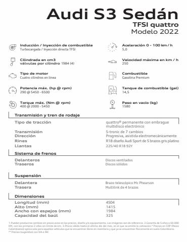 Catálogo Audi en Bucaramanga | Audi S3 Sedán TFSI quattro | 2/5/2022 - 31/5/2022