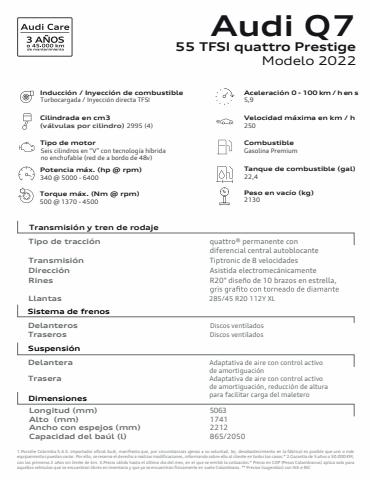 Catálogo Audi en Medellín | Audi Q7 55 TFSI quattro Prestige | 2/5/2022 - 31/5/2022