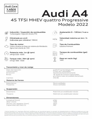 Catálogo Audi | A4 45 TFSI 249hp ST quattro Progressive | 1/6/2022 - 1/6/2023