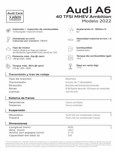 Catálogo Audi | Audi A6 40 TFSI Ambition | 6/6/2022 - 6/6/2023