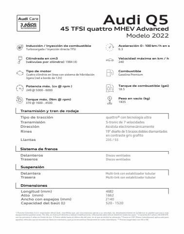 Catálogo Audi en Bogotá | Audi Q5 45 TFSI quattro Advanced | 6/6/2022 - 6/6/2023