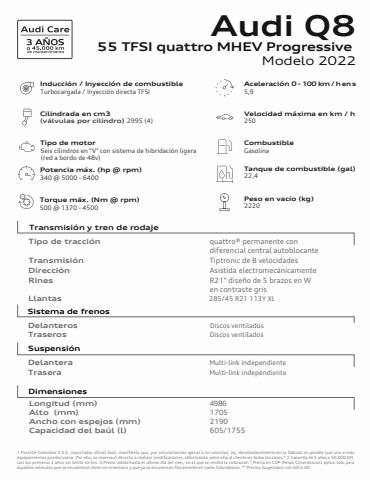 Catálogo Audi en Bogotá | Audi Q8 55 TFSI Progressive MY 2022 | 6/6/2022 - 6/6/2023