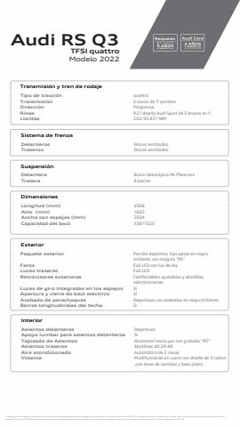 Catálogo Audi | Audi RS Q3 TFSI ST quattro MY2022 | 6/8/2022 - 6/8/2023