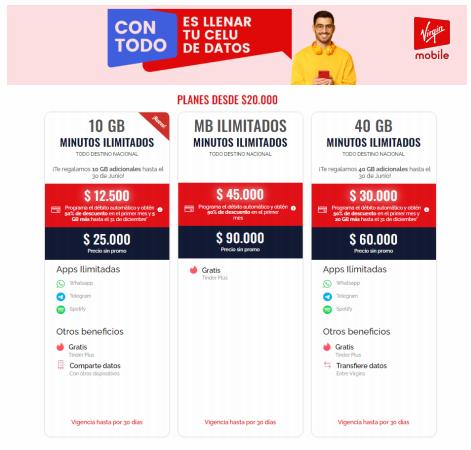 Catálogo Virgin en Pereira | Planes desde $20.000 | 10/6/2022 - 30/6/2022