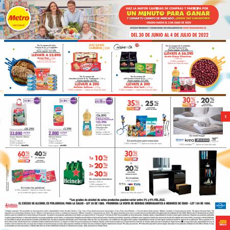 Ofertas de Supermercados en Girardota | UN MINUTO PARA GANAR  de Metro | 30/6/2022 - 4/7/2022