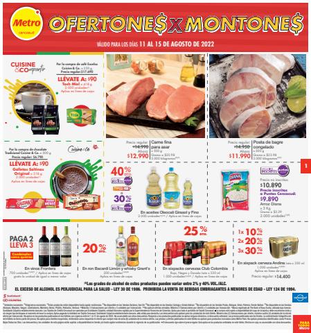 Ofertas de Supermercados en Galapa | OFERTONE$ X MONTONE$ de Metro | 11/8/2022 - 17/8/2022