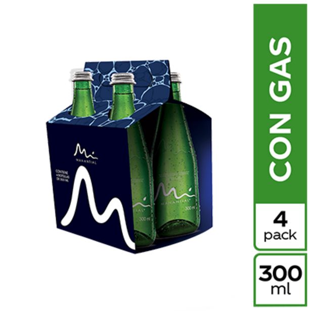 Oferta de Agua Manantial con Gas 4 unds x 300 ml c/u por $6100