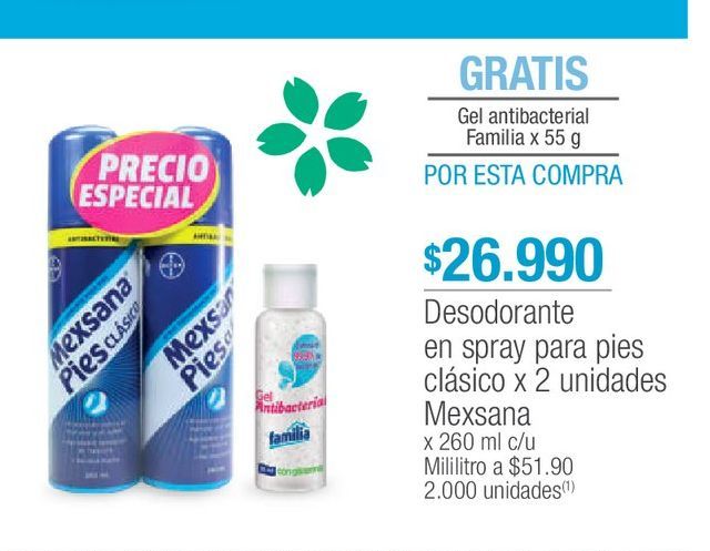 Oferta de Desodorante en spray para pies clásico x 2 unidades Mexsana por $26990