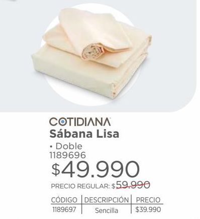 Oferta de Sabana Doble por $49990
