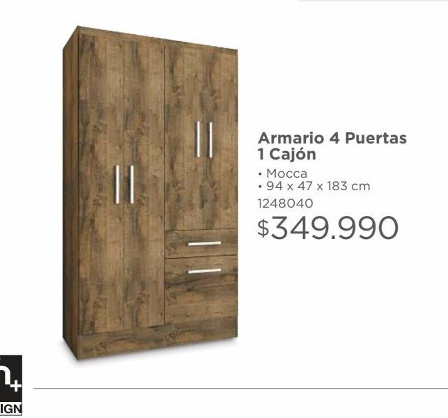 Oferta de Armario 4 Puertas 1 Cajón por $349990