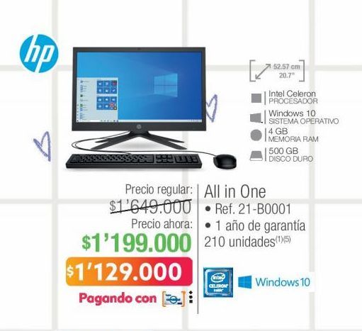Oferta de Computador de mesa HP por $1129000