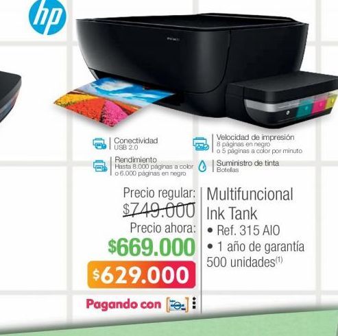 Oferta de Impresora multifuncional HP por $629000
