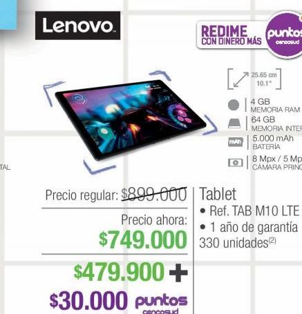 Oferta de Tablet Lenovo por $749000