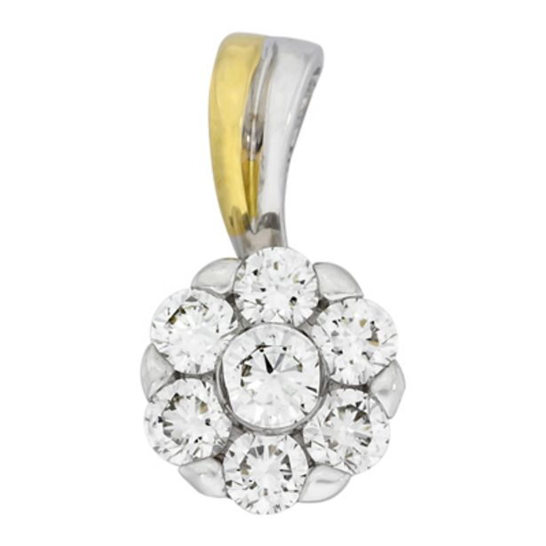 Oferta de Dije en oro blanco de 18 Kilates, Flor, con diamantes de 0.25 Ct por $1586000