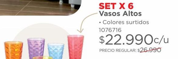 Oferta de Vasos Altos Set X 6 por $22990