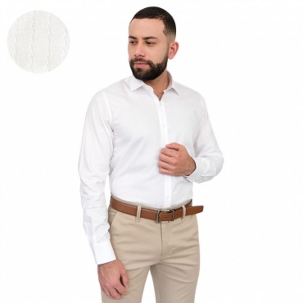 Oferta de Camisa Casual Blanca con Textura por $96,9