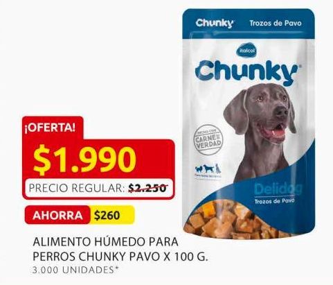 Oferta de Alimento húmedo para perros Chunky pavo 100g por $1990