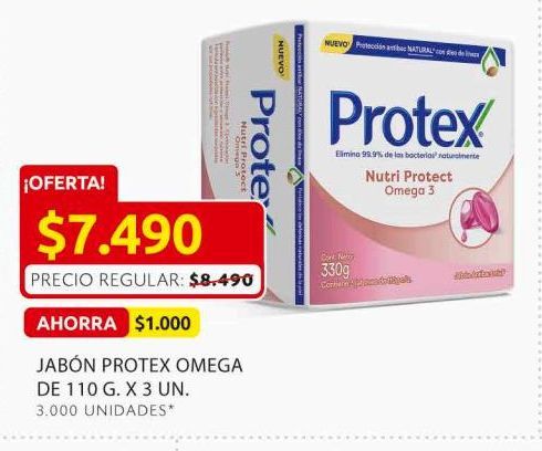 Oferta de Jabón Protex Omega de 110g x 3un por $7490