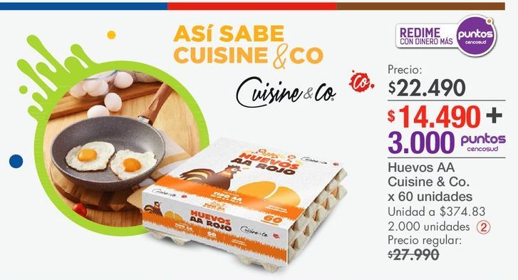 Oferta de Huevos AA Cuisine & Co 60unid por $22490