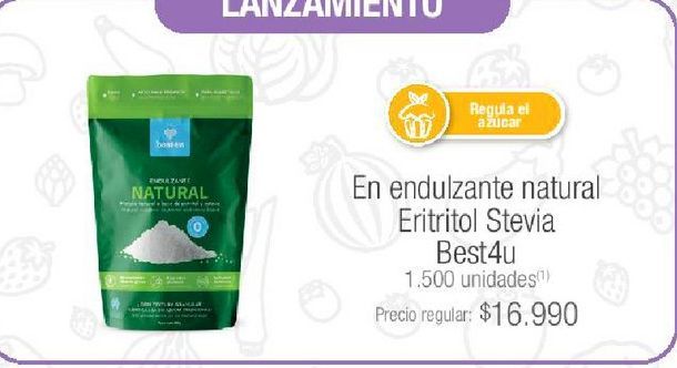 Oferta de Edulcorante natural Eritritol Stevia Best4u por $16990