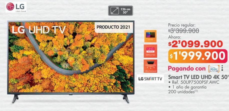 Oferta de Smart TV LED UHD 4K 50'' por $1999900