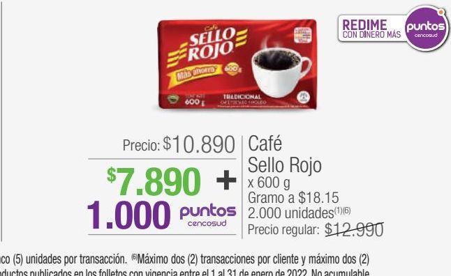 Oferta de Café Sello Rojo 600g por $10890