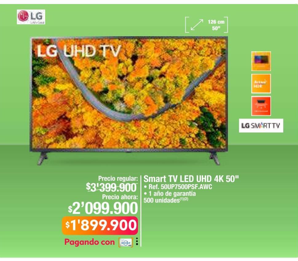 Oferta de Smart tv Led UHD 4K 50" LG por $1899900