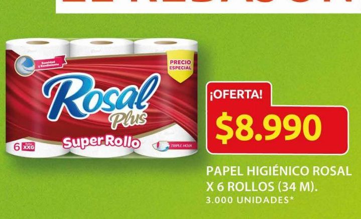 Oferta de Papel higiénico Rosal por $8990
