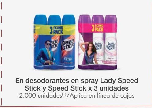 Oferta de En desodorantes en spray Lady Speed Stick y Speed Stick x 3 unidades -50% por 