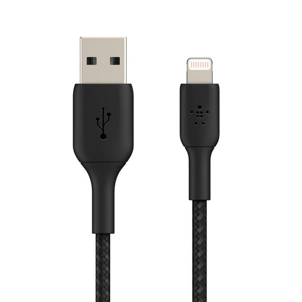 Oferta de Cable Belkin BoostCharge trenzado USB-A a Lightning 1m - Negro por $79000 en Ishop