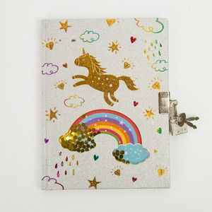 Oferta de Diario con llave, diseño unicornio con escarcha por $14900 en Panamericana