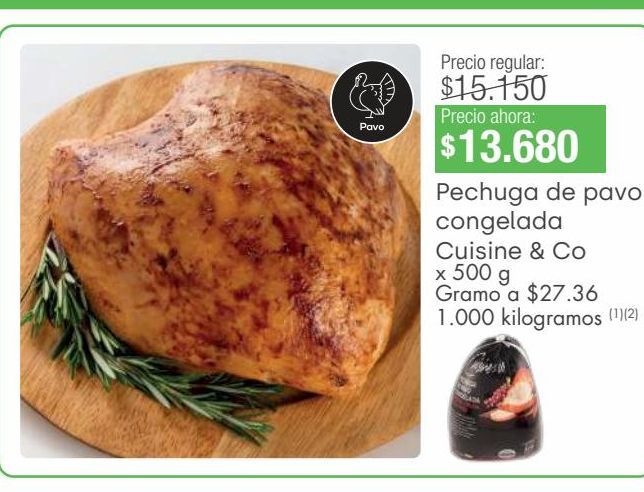 Oferta de Pechuga de pavo congelada Cuisine & Co por $13680