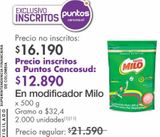 Oferta de En modificador Milo x 500g por $12890 en Metro