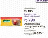 Oferta de Chocolate Corona x 500g por $5790 en Jumbo