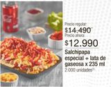 Oferta de Salchipapa especial + lata de gaseosa x 235ml por $12990 en Jumbo