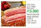 Oferta de Tocino carne de cerdo ranchera x 500g por $15990 en Jumbo