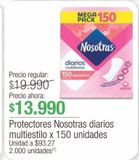 Oferta de Protectores Nosotras x 150un por $13990 en Jumbo