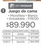 Oferta de Juego de cama • Microfibra • Blanco • Extradoble - 1178720 por $89990 en Easy
