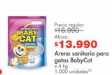Oferta de Arena para gatos Baby Cat x 4kg por $13990 en Metro