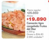 Oferta de Camarón tigre congelado Frutos del Mar x 350g por $19890 en Metro