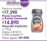 Oferta de Nescafé tradición x 170 g por $14890 en Metro