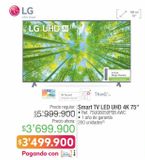 Oferta de Smart TV LED UHD 4K 75" por $3499900 en Jumbo