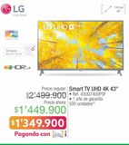Oferta de Smart TV UHD 4K 43" por $1349900 en Jumbo