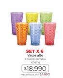 Oferta de Vasos alto set x 6 por $18990 en Easy
