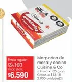Oferta de Margarina Cuisine & Co x 4un x 125g por $6590 en Metro