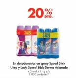 Oferta de En desodorante en spray Speed Stick ultra y Lady Speed Stick derma aclarado x 3un 91g en Metro