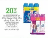 Oferta de En desodorantes en spray Speed Stick Ultra y Lady Speed Stick Derma Aclarado x 3 und x 91 g c/u en Jumbo